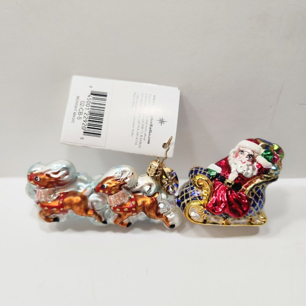 NIB 2002 Christopher Radko "Midnight Magic" Ornaments and Stand 3 Piece Set - Picture 7 of 11